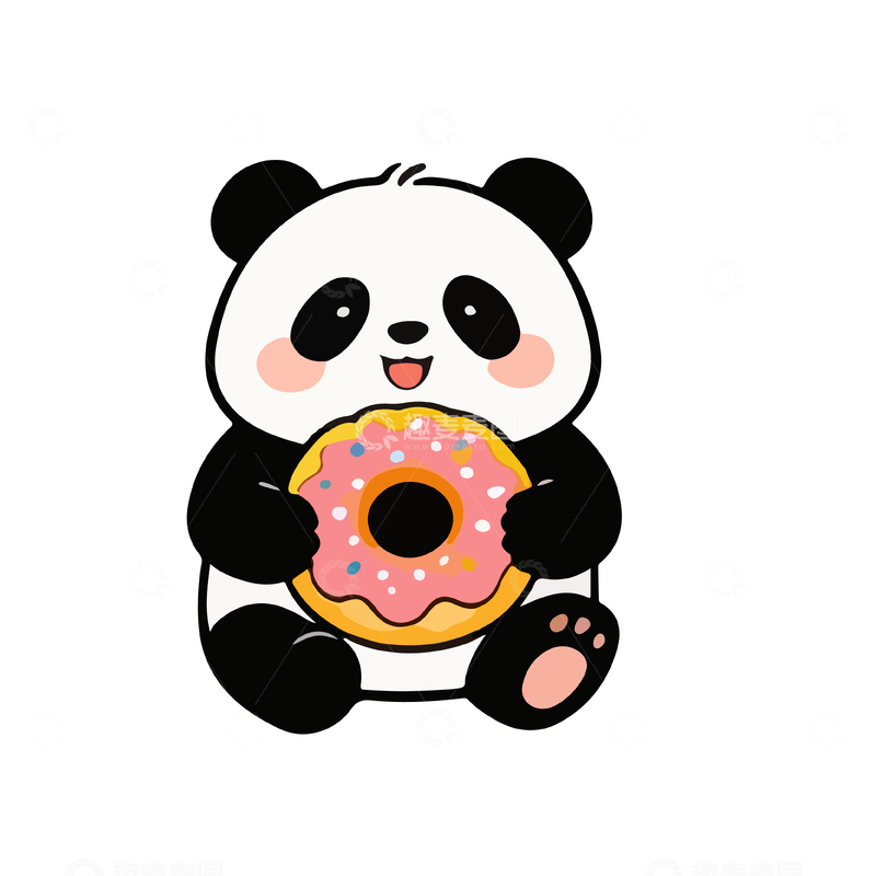 源文件下载【趣麦麦图】熊猫甜甜圈卡通表情包