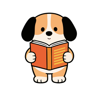 卡通小狗读书插画