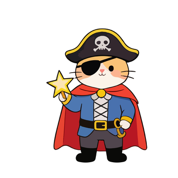 卡通海盗猫插画素材