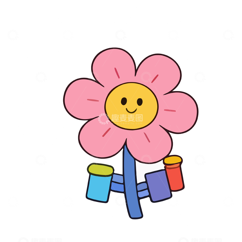 源文件下载【趣麦麦图】可爱卡通笑脸花朵简笔画素材