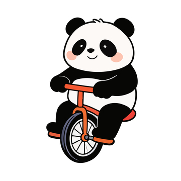 熊猫骑车卡通简笔画素材
