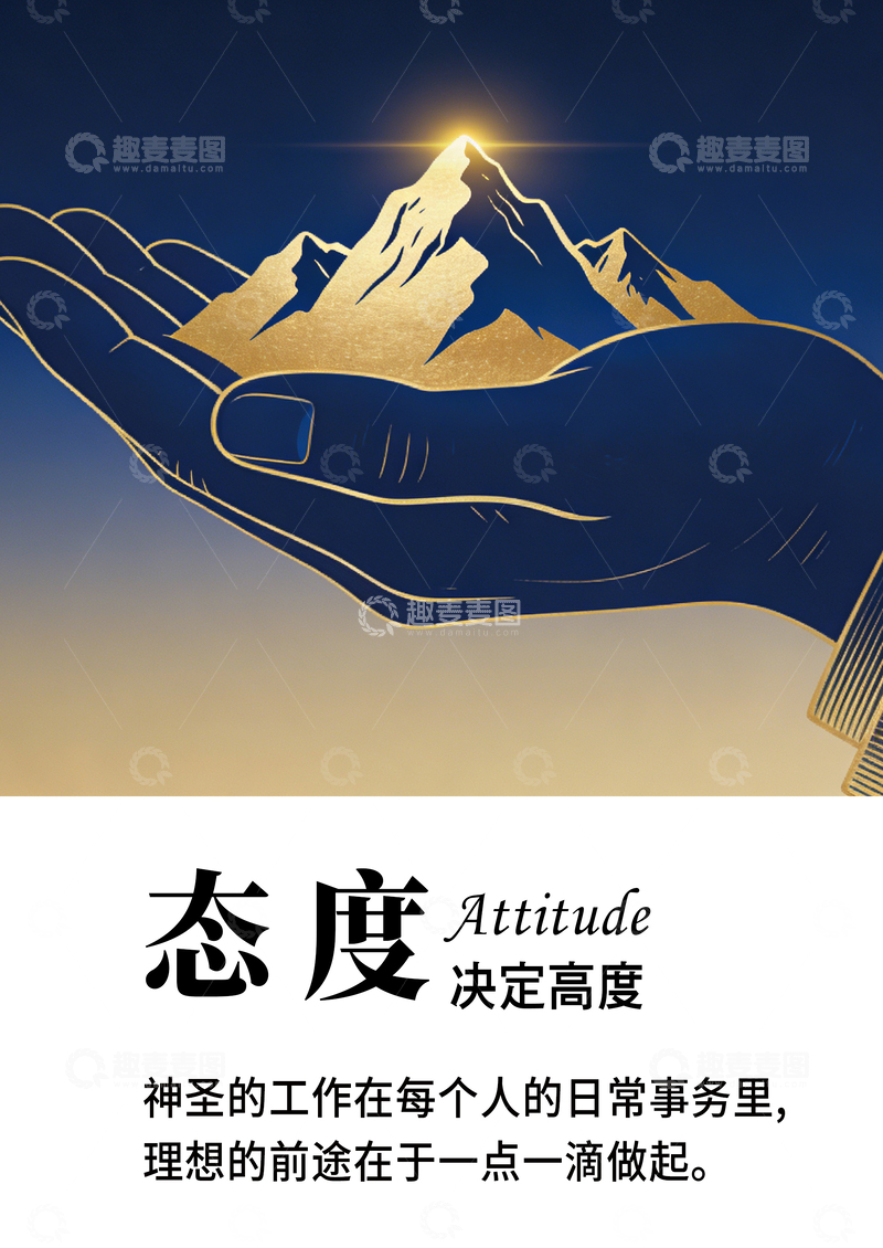 源文件下载【趣麦麦图】态度决定高度海报