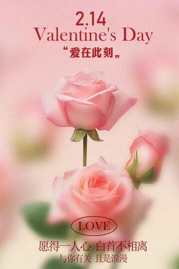 情人节粉色玫瑰浪漫海报