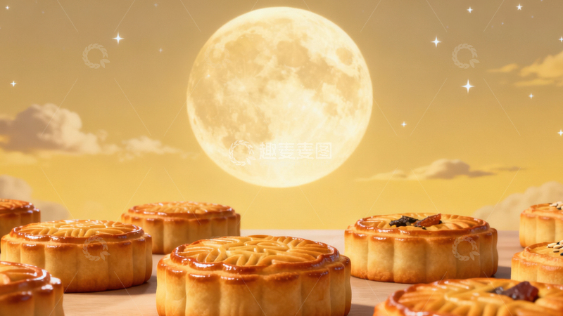 高清大图下载【趣麦麦图】中秋节月饼背景267