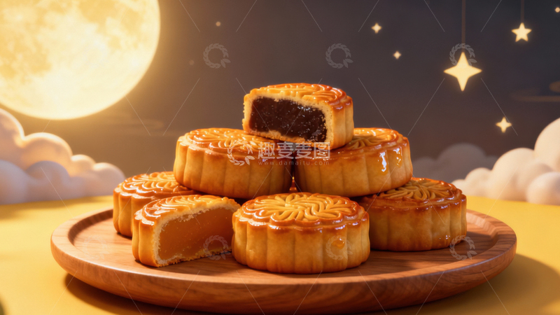 高清大图下载【趣麦麦图】中秋节月饼背景244