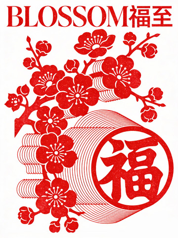 梅花福字剪纸艺术