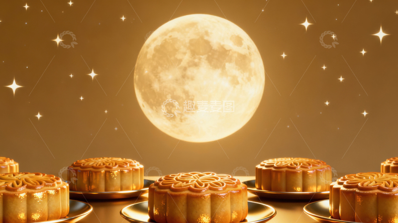 高清大图下载【趣麦麦图】中秋节月饼背景266