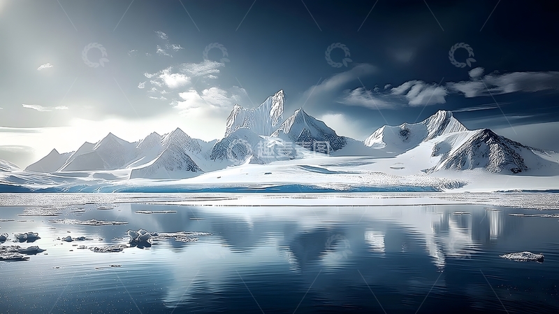高清大图下载【趣麦麦图】雪山倒影冰雪景观