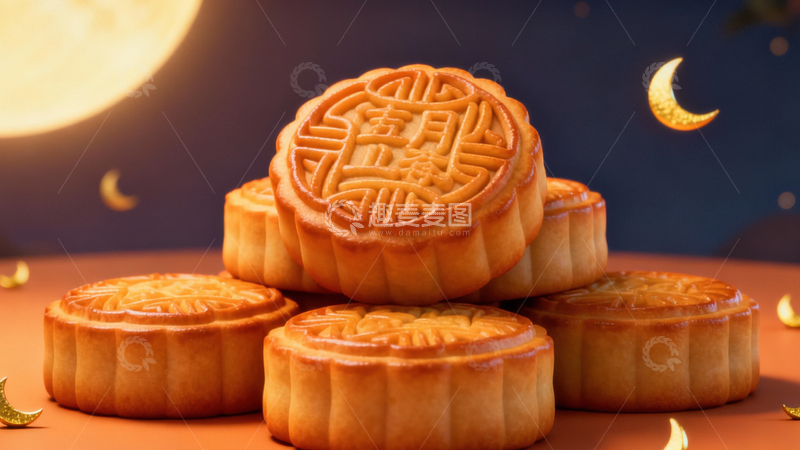 高清大图下载【趣麦麦图】中秋节月饼背景255