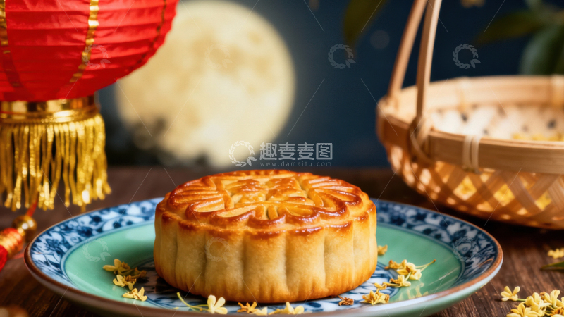 高清大图下载【趣麦麦图】中秋节月饼背景260