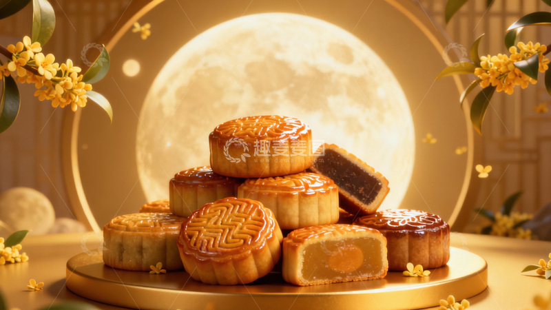 高清大图下载【趣麦麦图】中秋节月饼背景230