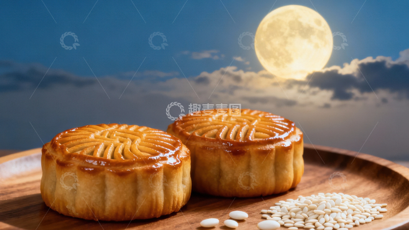 高清大图下载【趣麦麦图】中秋节月饼背景227