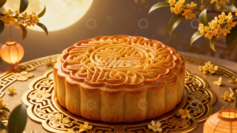 高清大图下载【趣麦麦图】中秋节月饼背景240