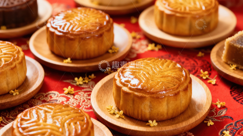 高清大图下载【趣麦麦图】中秋节月饼背景270