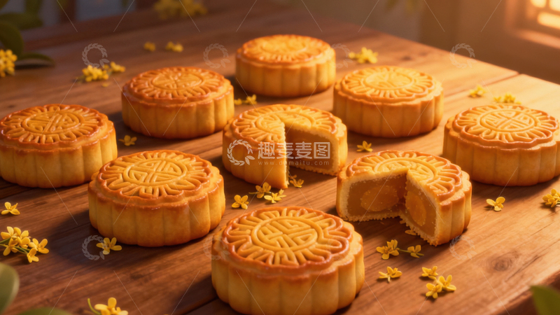 高清大图下载【趣麦麦图】中秋节月饼背景247