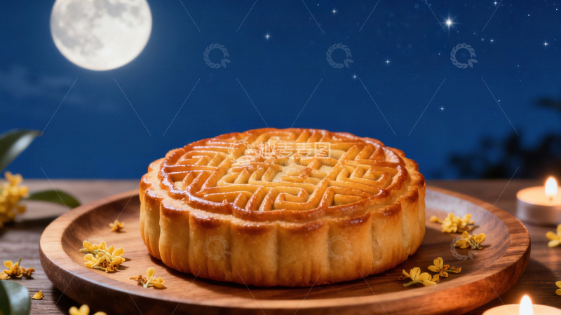 高清大图下载【趣麦麦图】中秋节月饼背景257