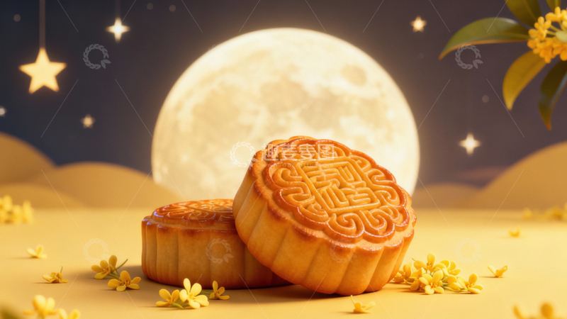 高清大图下载【趣麦麦图】中秋节月饼背景286