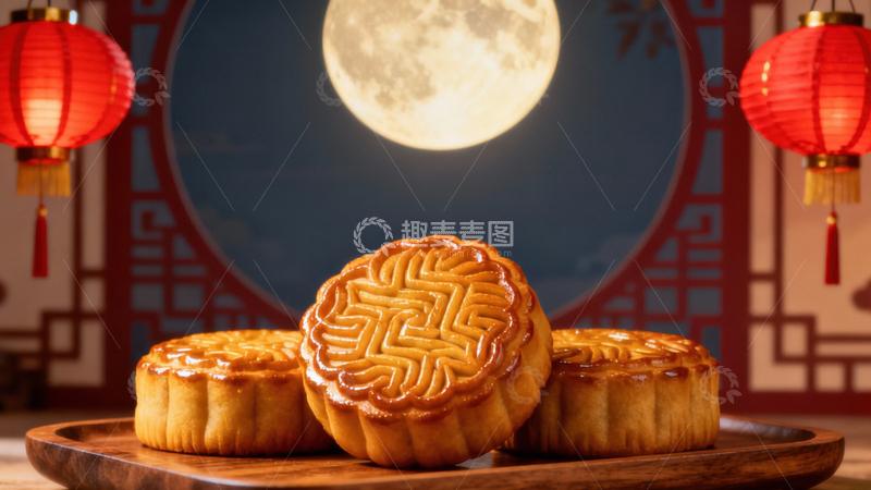 高清大图下载【趣麦麦图】中秋节月饼背景271