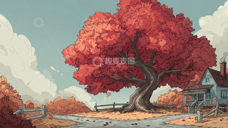 高清大图下载【趣麦麦图】秋日枫叶林景色