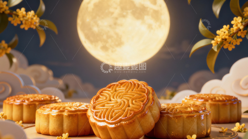 高清大图下载【趣麦麦图】中秋节月饼背景294