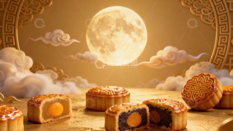 高清大图下载【趣麦麦图】中秋节月饼背景261