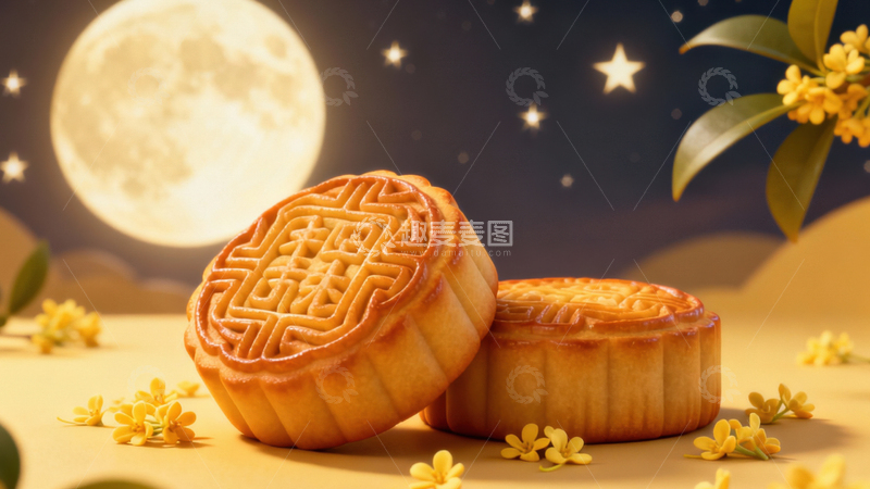 高清大图下载【趣麦麦图】中秋节月饼背景24