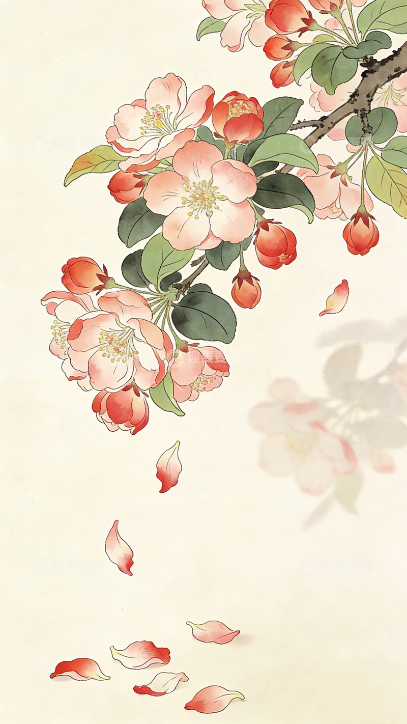 高清大图下载【趣麦麦图】工笔画花卉风景装饰画中国风素材