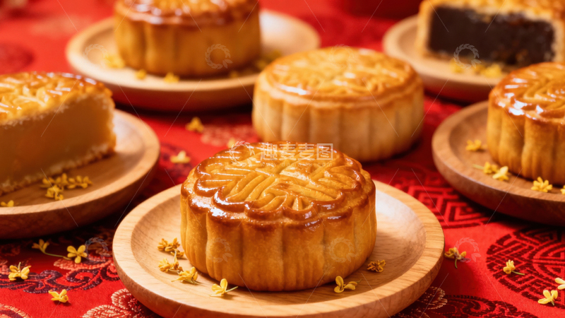 高清大图下载【趣麦麦图】中秋节月饼背景287