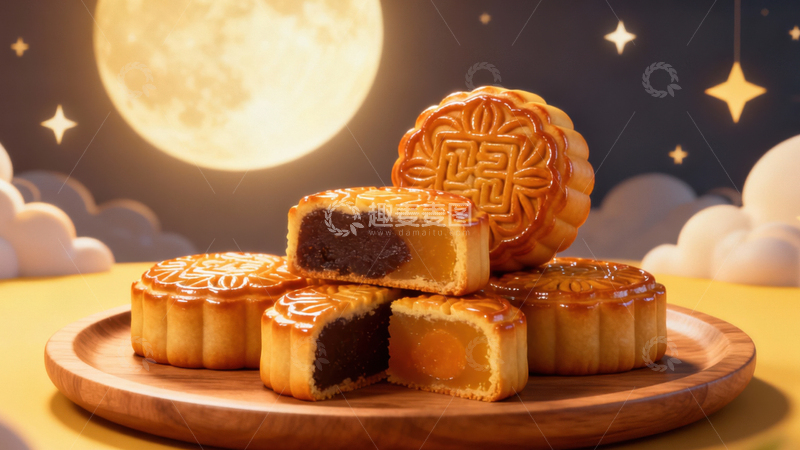 高清大图下载【趣麦麦图】中秋节月饼背景273