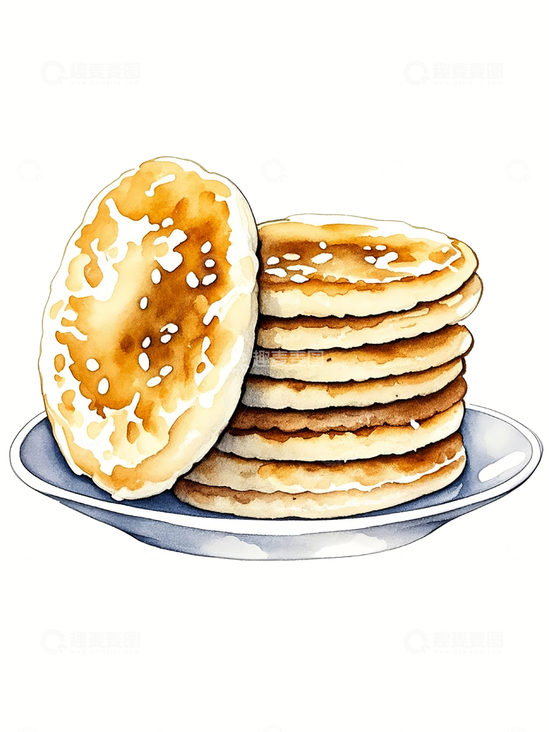 源文件下载【趣麦麦图】水彩风格芝麻脆饼2