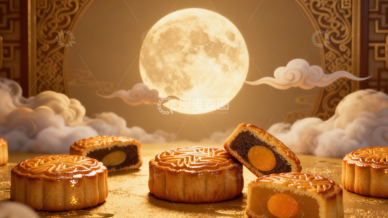 高清大图下载【趣麦麦图】中秋节月饼背景288