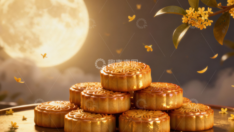 高清大图下载【趣麦麦图】中秋节月饼背景280