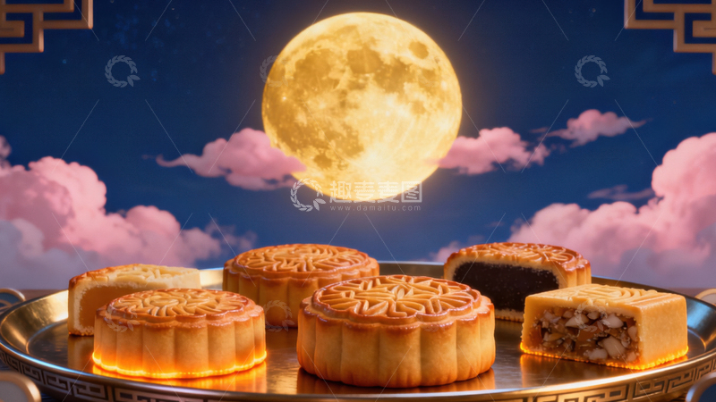 高清大图下载【趣麦麦图】中秋节月饼背景293