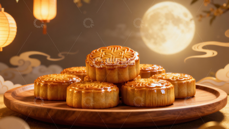 高清大图下载【趣麦麦图】中秋节月饼背景277