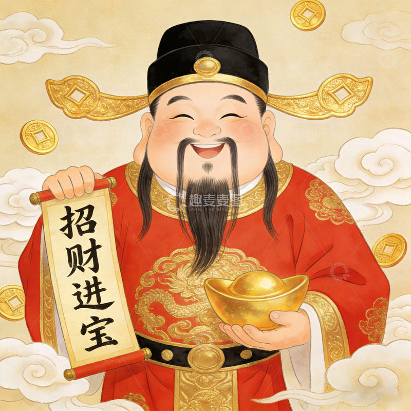 高清大图下载【趣麦麦图】招财进宝财神
