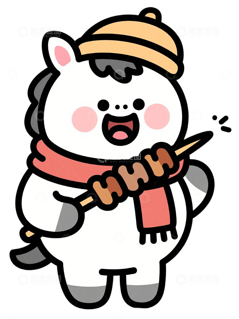 高清大图下载【趣麦麦图】卡通北极熊冬季美食插画