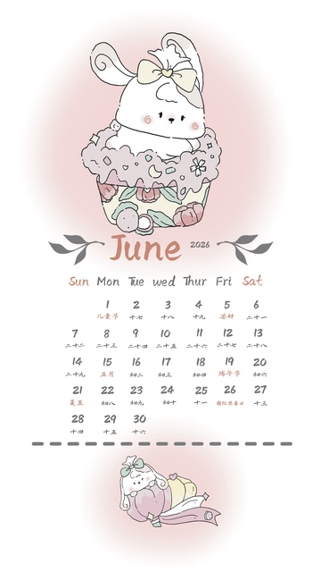 卡通日历六月份