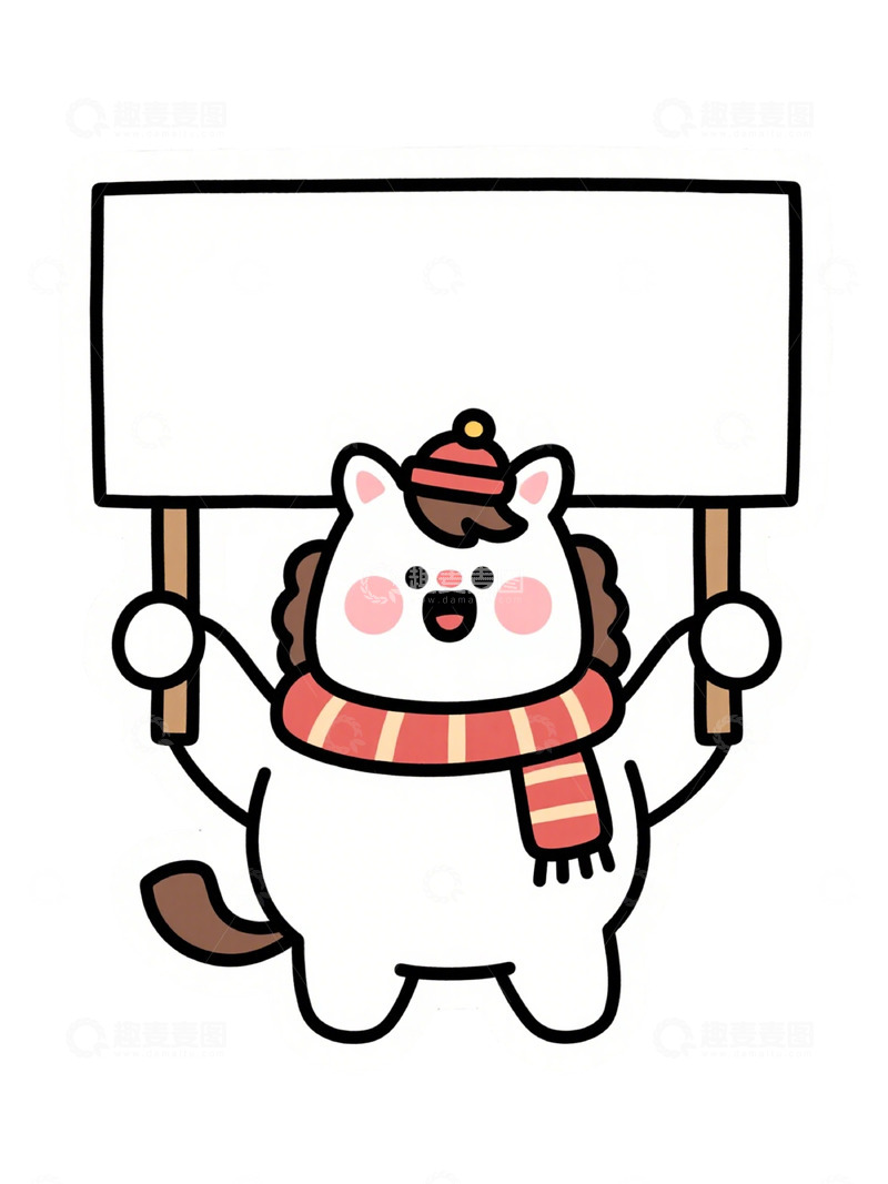 高清大图下载【趣麦麦图】卡通猫咪举牌可爱插画
