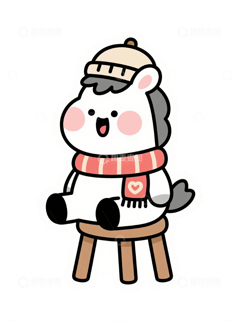 高清大图下载【趣麦麦图】可爱动物冬日插图