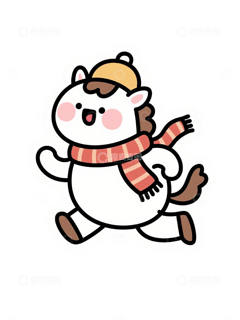 高清大图下载【趣麦麦图】卡通冬季小猫插画