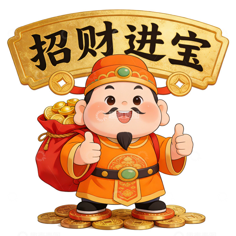 高清大图下载【趣麦麦图】卡通财神爷画