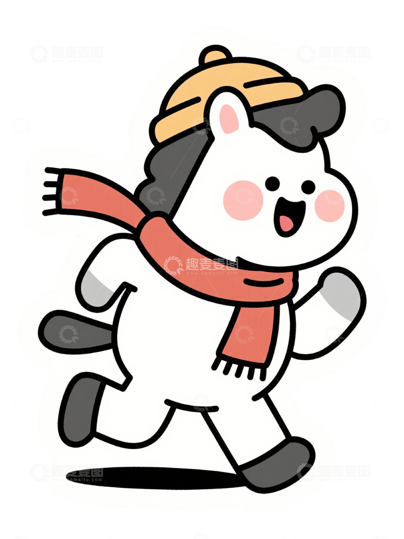 高清大图下载【趣麦麦图】卡通动物冬季运动插图