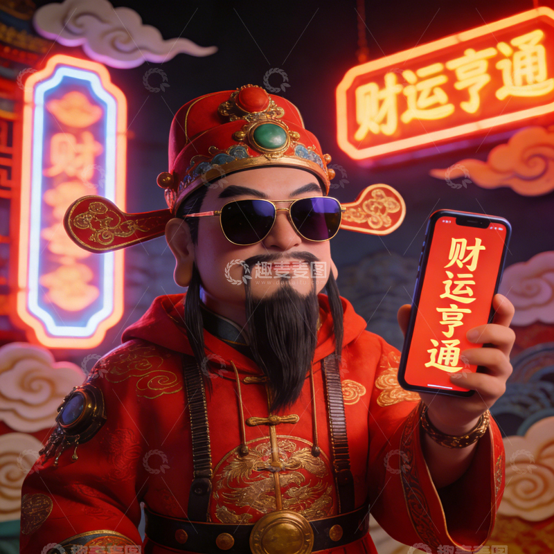 高清大图下载【趣麦麦图】财神渲染模型