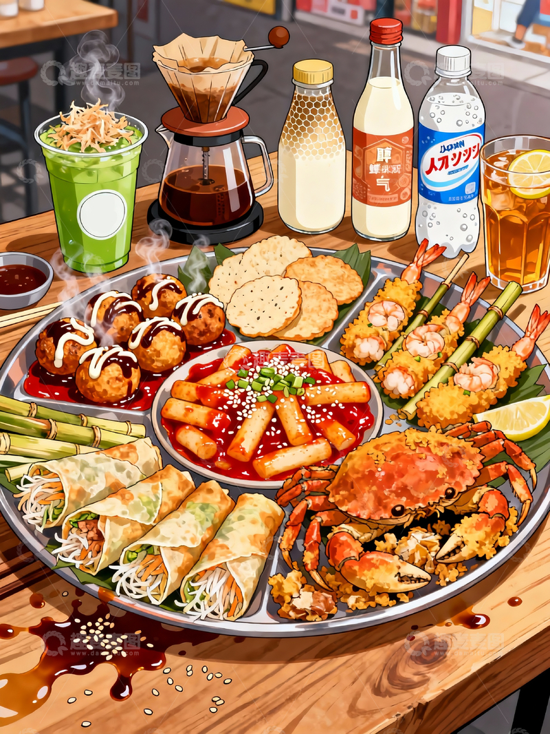 源文件下载【趣麦麦图】漫画超大份小吃拼盘3