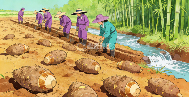 高清大图下载【趣麦麦图】田园劳作插画