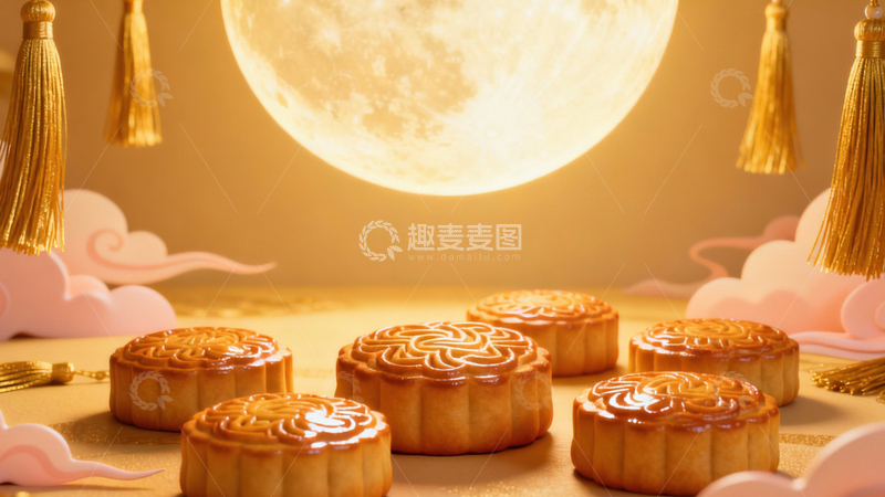 高清大图下载【趣麦麦图】中秋节月饼背景308
