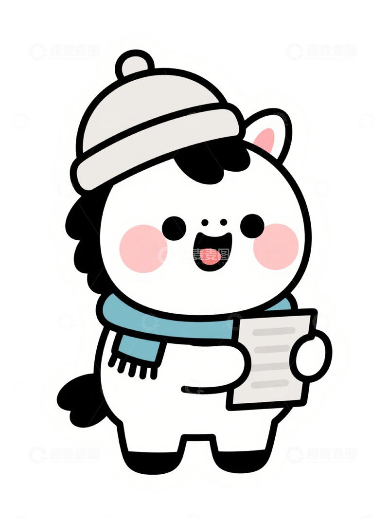 高清大图下载【趣麦麦图】卡通冬季动物阅读插画