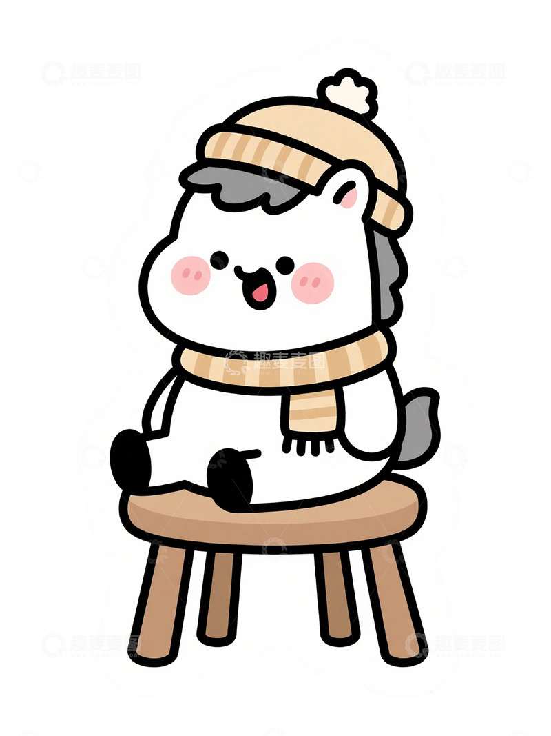 高清大图下载【趣麦麦图】卡通冬季动物插画