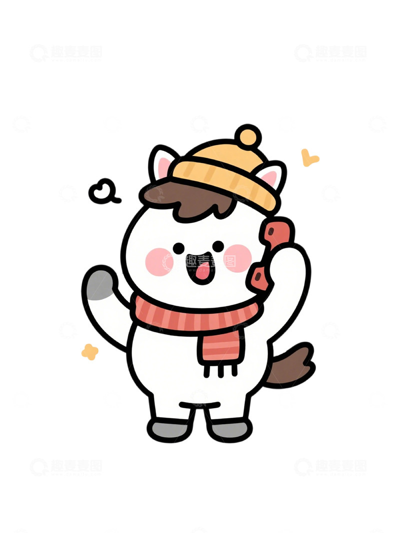 高清大图下载【趣麦麦图】可爱卡通猫咪冬季插画素材