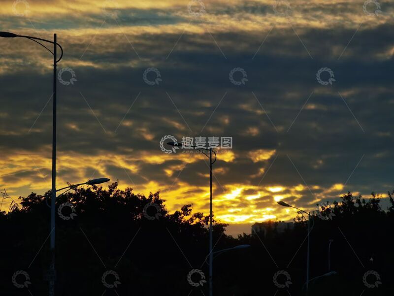 高清大图下载【趣麦麦图】黄昏街景剪影风光摄影